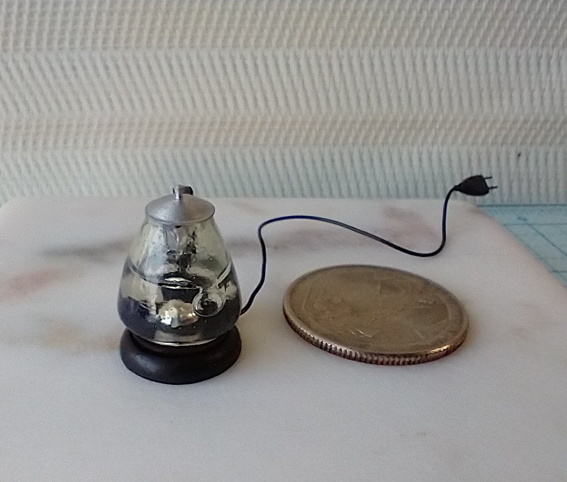 1:12 Dollhouse miniature electric kettle See-thru/ faux glass kettle Electric tea kettle with cord attached to base - NON-working