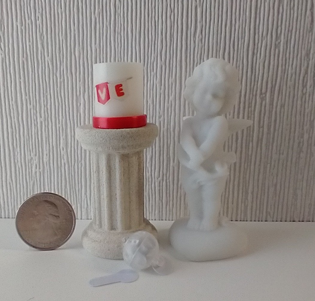 1:12 Dollhouse miniature LOVE candle sleeve or battery lighted candle holder REF LOVE bunting