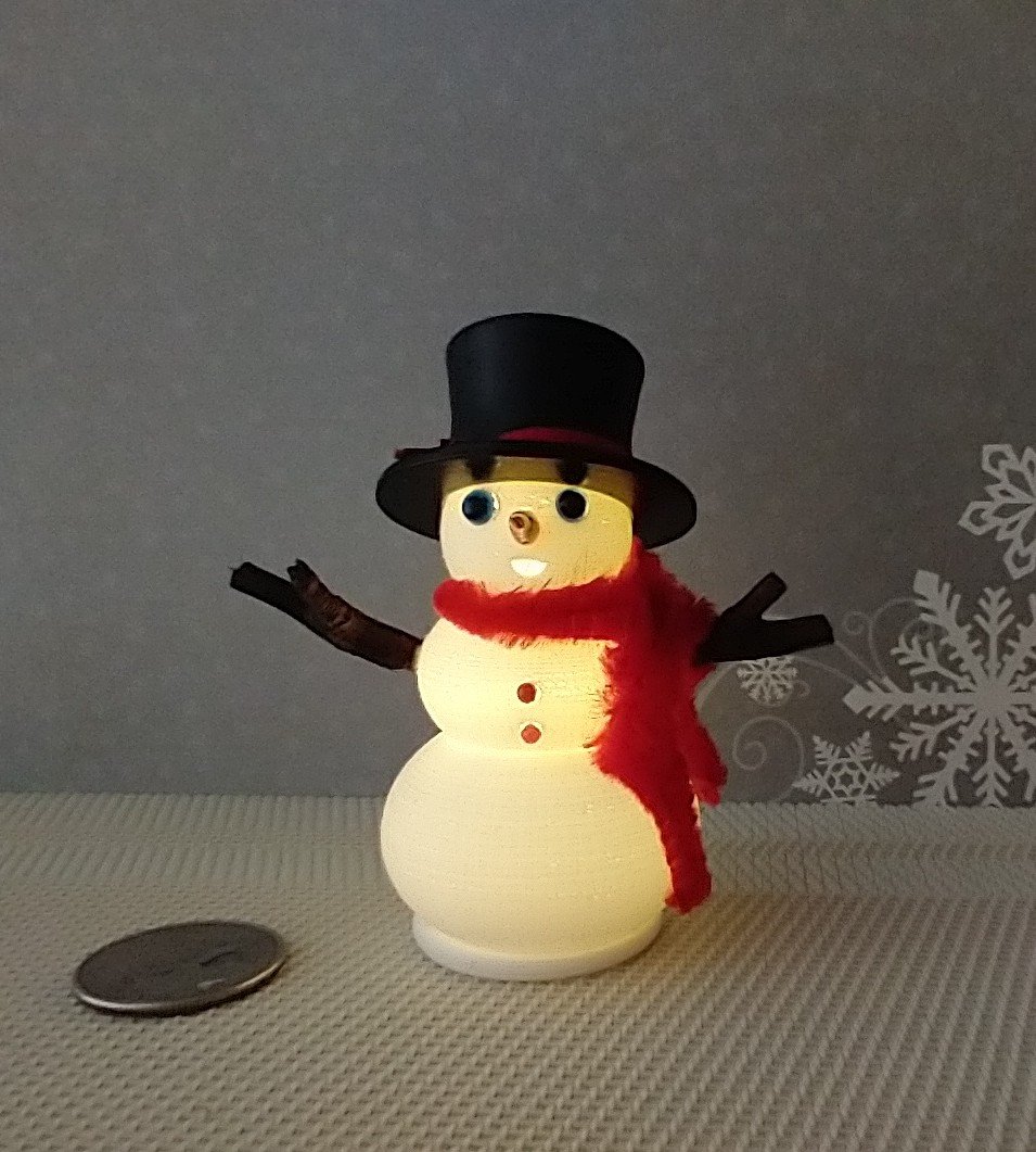 1:12 Dollhouse miniature light up snowman with removable hat Battery operated holiday decor REF Red scarf