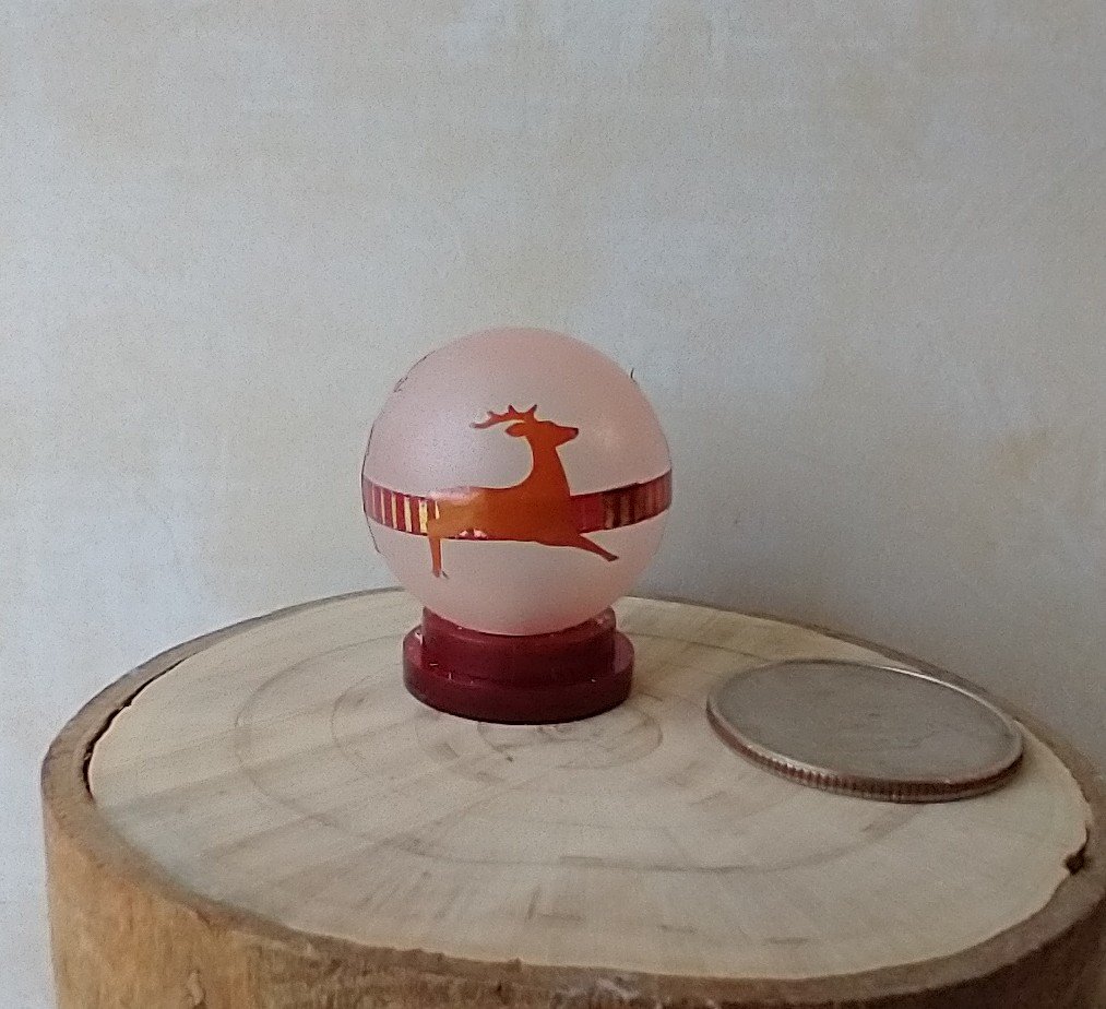 1:12 Dollhouse holiday light up globe ornament Free standing frosted globe Christmas ornament Battery operated holiday light REF Oh deers