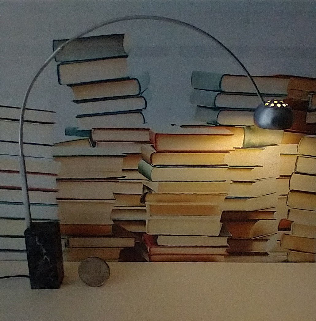 1:12 Dollhouse arc floor lamp with faux marble base Mid century modern inspired lamp Battery operated LED lamp on external wires REF Black base