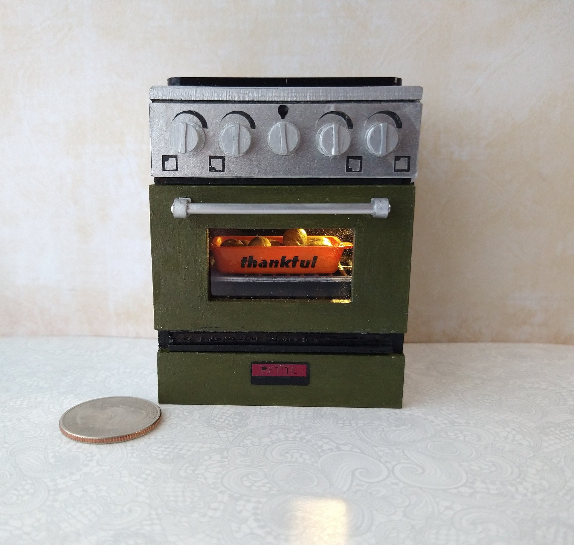 1:12 miniature faux stoneware baking dish Casserole baking dish for autumn or thanksgiving