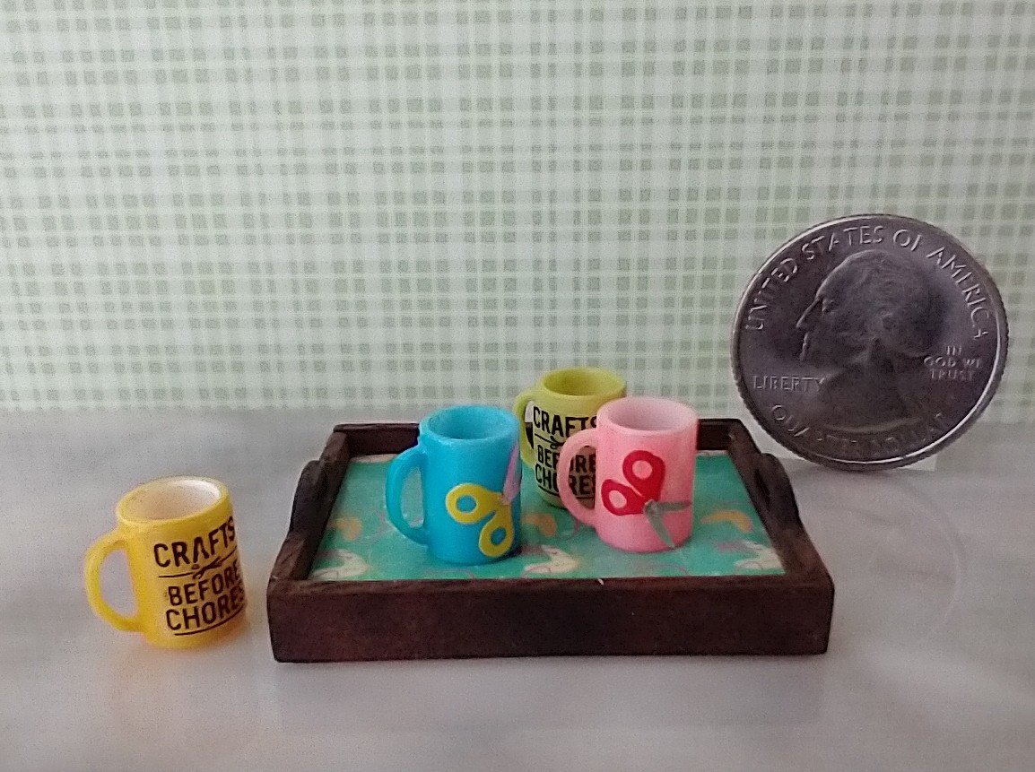 1:12 scale miniature message mug Craft before Chores green coffee mug REF Apple green Craft b4