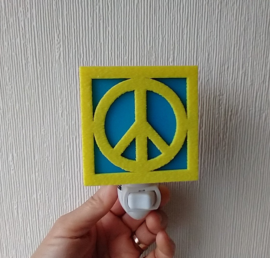 MCM Midcentury modern style breeze block night light REF Yellow blue peace