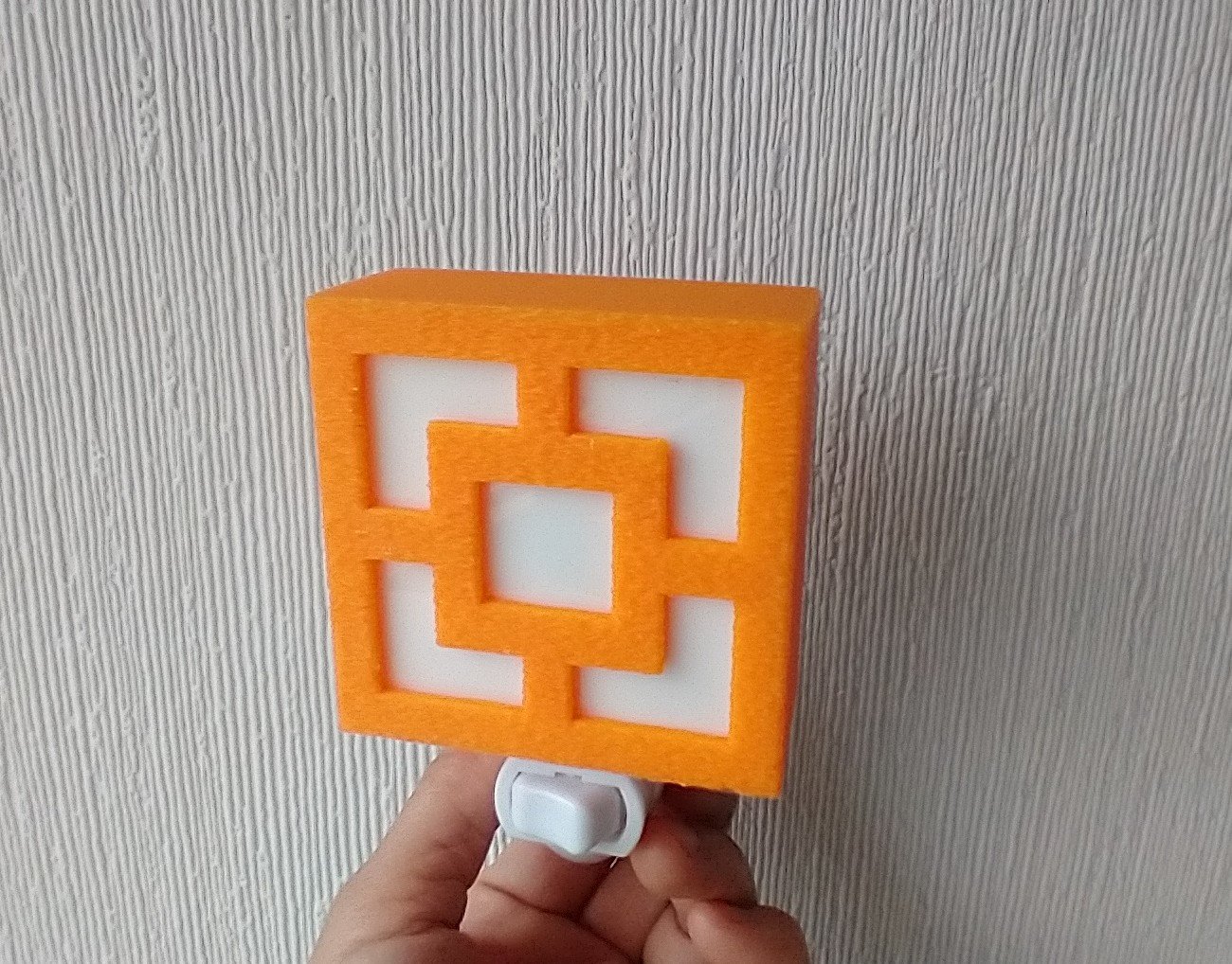 MCM Midcentury modern style breeze block night light REF Orange square + white