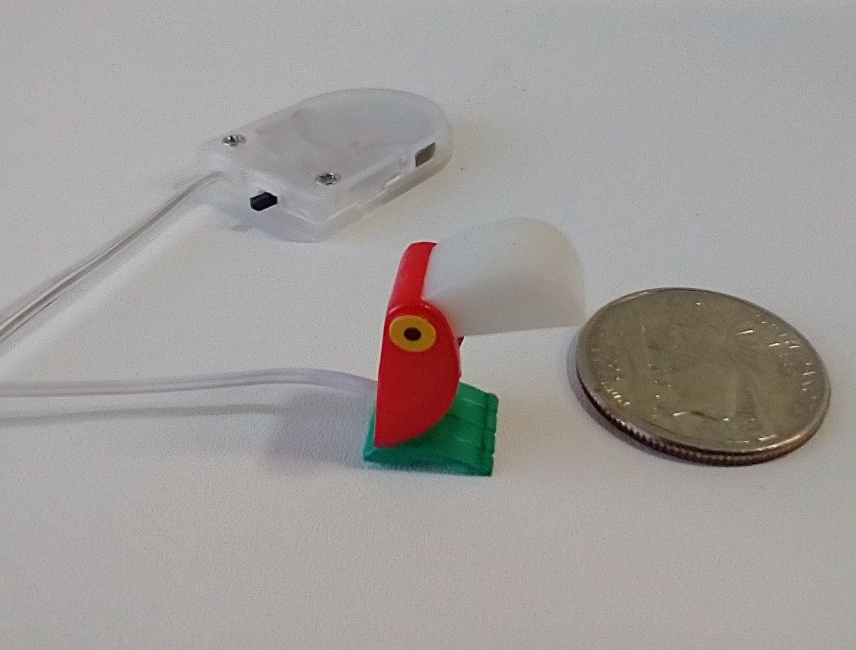 1:12 dollhouse MCM inspired toucan table lamp Battery operated bird lamp with external wires and switch REF Red bird