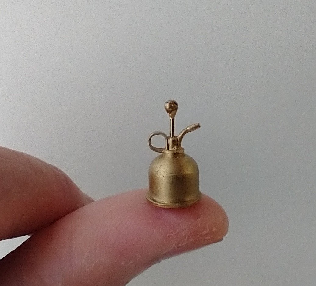 1:12 Dollhouse miniature retro spray bottle Plant mister in vintage style REF Brass finish
