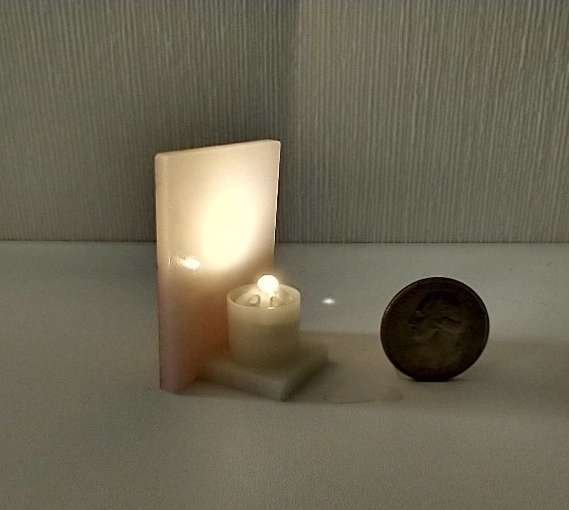 Miniature Halloween trick or treat sign with back lit candle (battery operated) for 12th or 6th scale scenes REF Orange harvest time