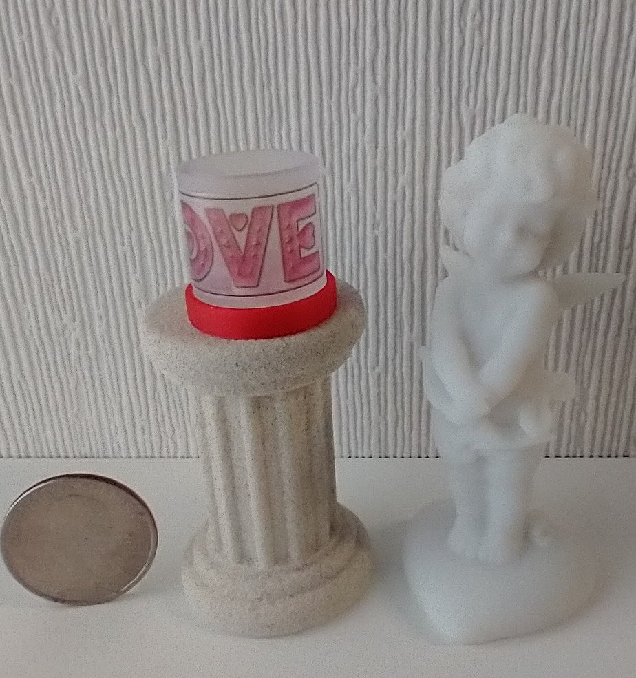 1:12 Dollhouse miniature LOVE candle sleeve or battery lighted candle holder REF LOVE on frosted