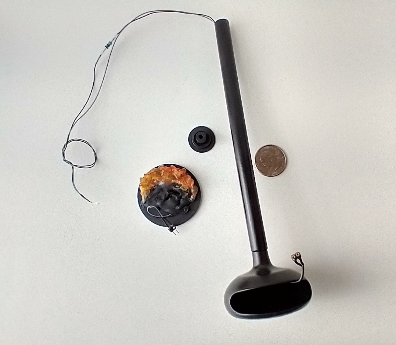 RESERVED for Sherryl.  1:12 Dollhouse miniature hanging modern fireplace with flickering insert REF Black