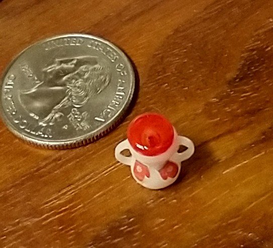 1:12 Dollhouse miniature sippy cup with decals of gingerbread man and mittens easy grip handles REF Gingerbread man