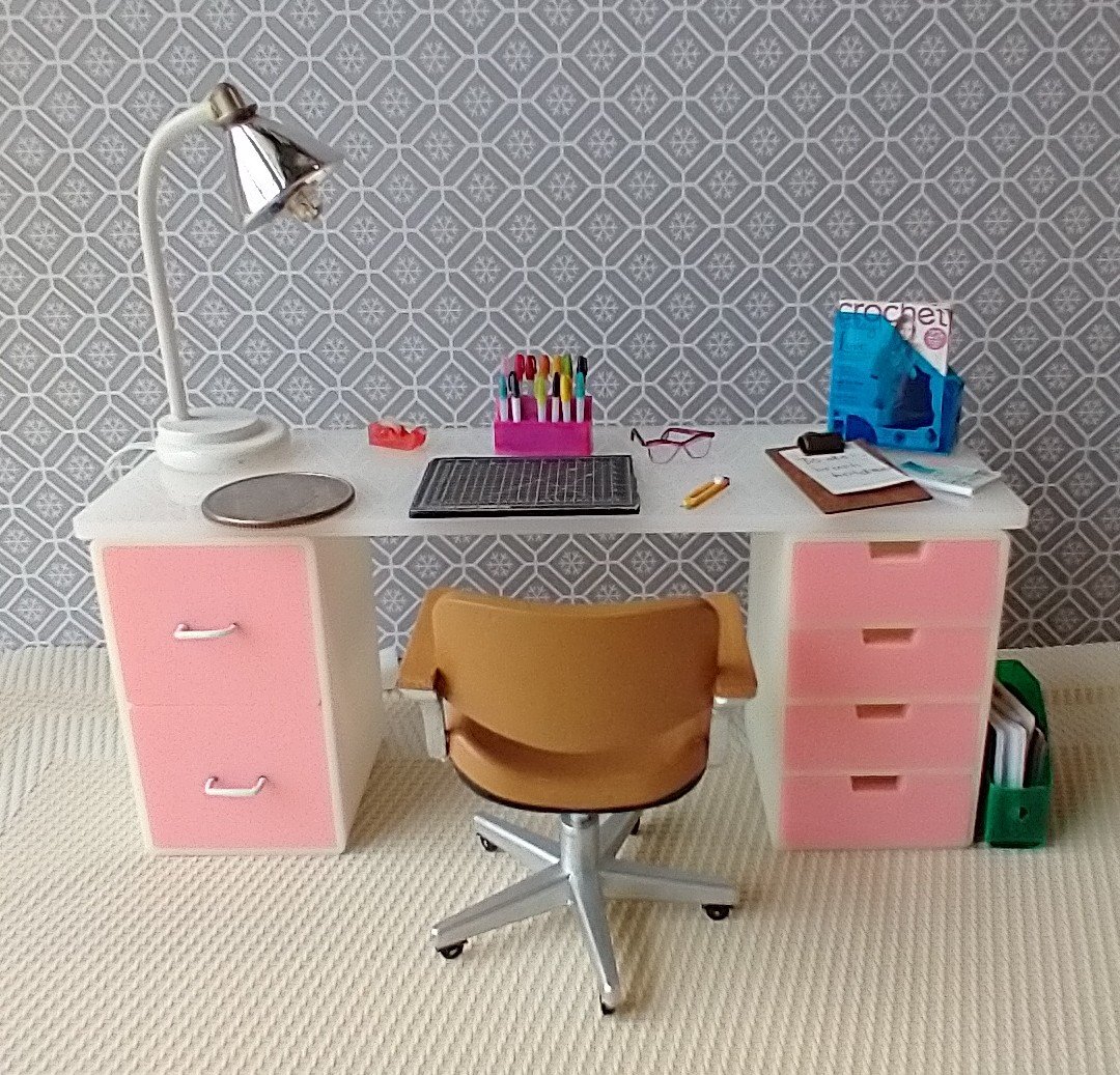 MADE TO ORDER Pink 1:12 Dollhouse 4-drawer unit storage chest of drawers with rounded corners contemporary style for mini home office or craft room REF Pink