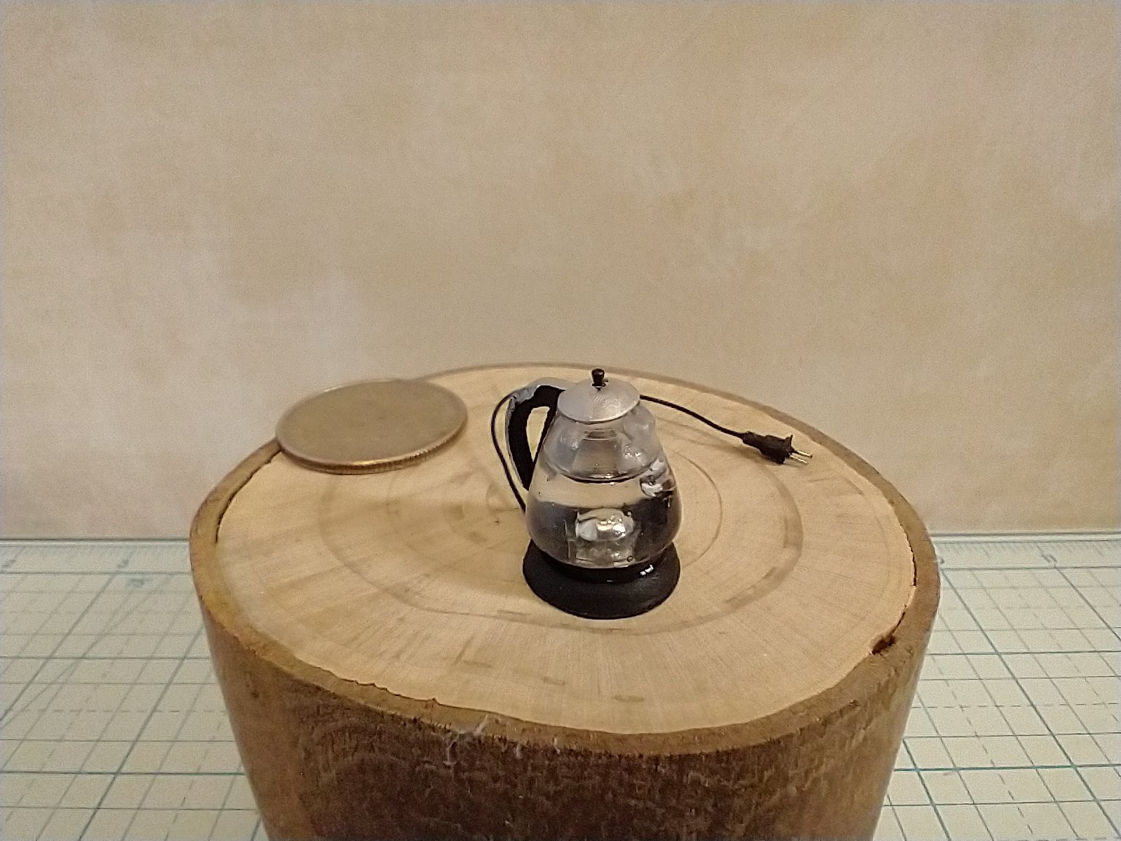 RESERVED 1:12 Dollhouse miniature electric kettle See-thru/ faux glass kettle Electric tea kettle with cord attached to base - NON-working