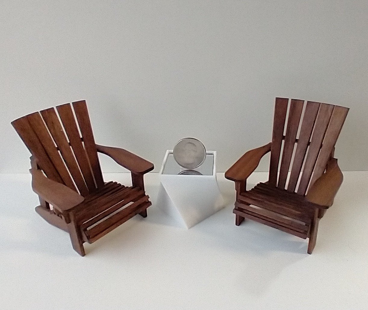 RESERVED for Robin 1:12 Dollhouse 2 walnut adirondack chairs REF 1 pair