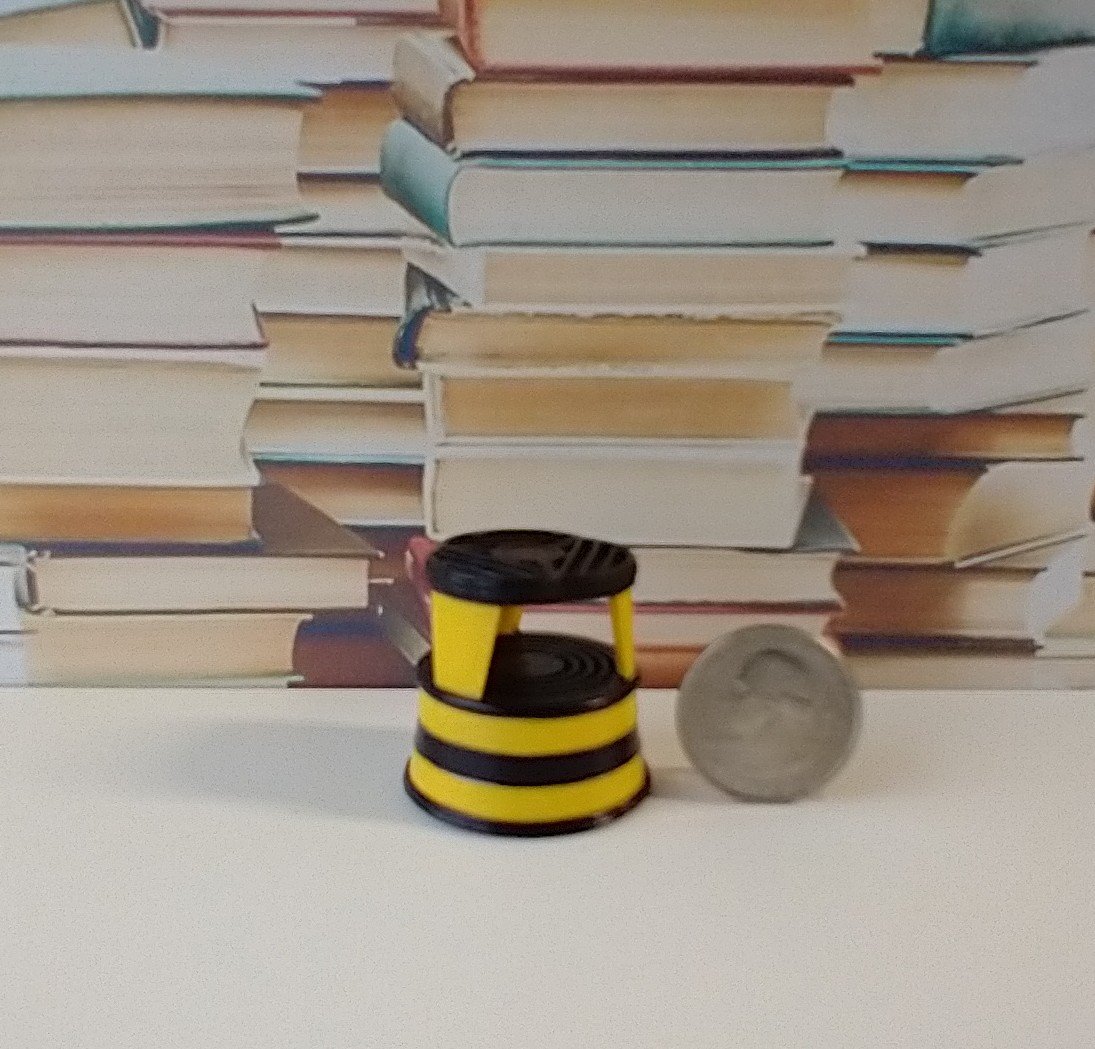 1:12 Dollhouse miniature round 2-step step stool inspired by Kik-step steel step stool REF Yellow