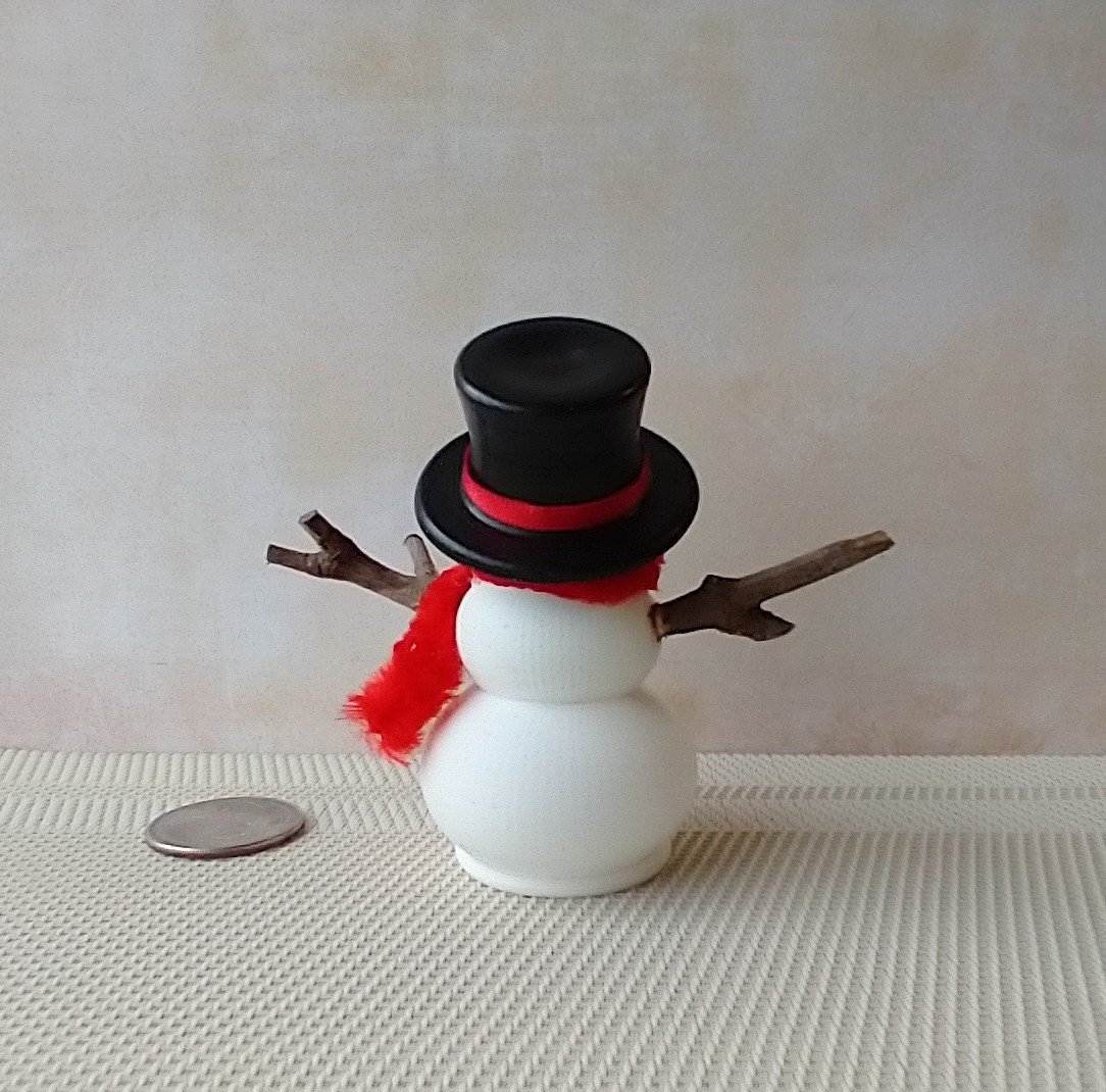 RESERVED 1:12 Dollhouse miniature light up snowman with removable hat Battery operated holiday decor