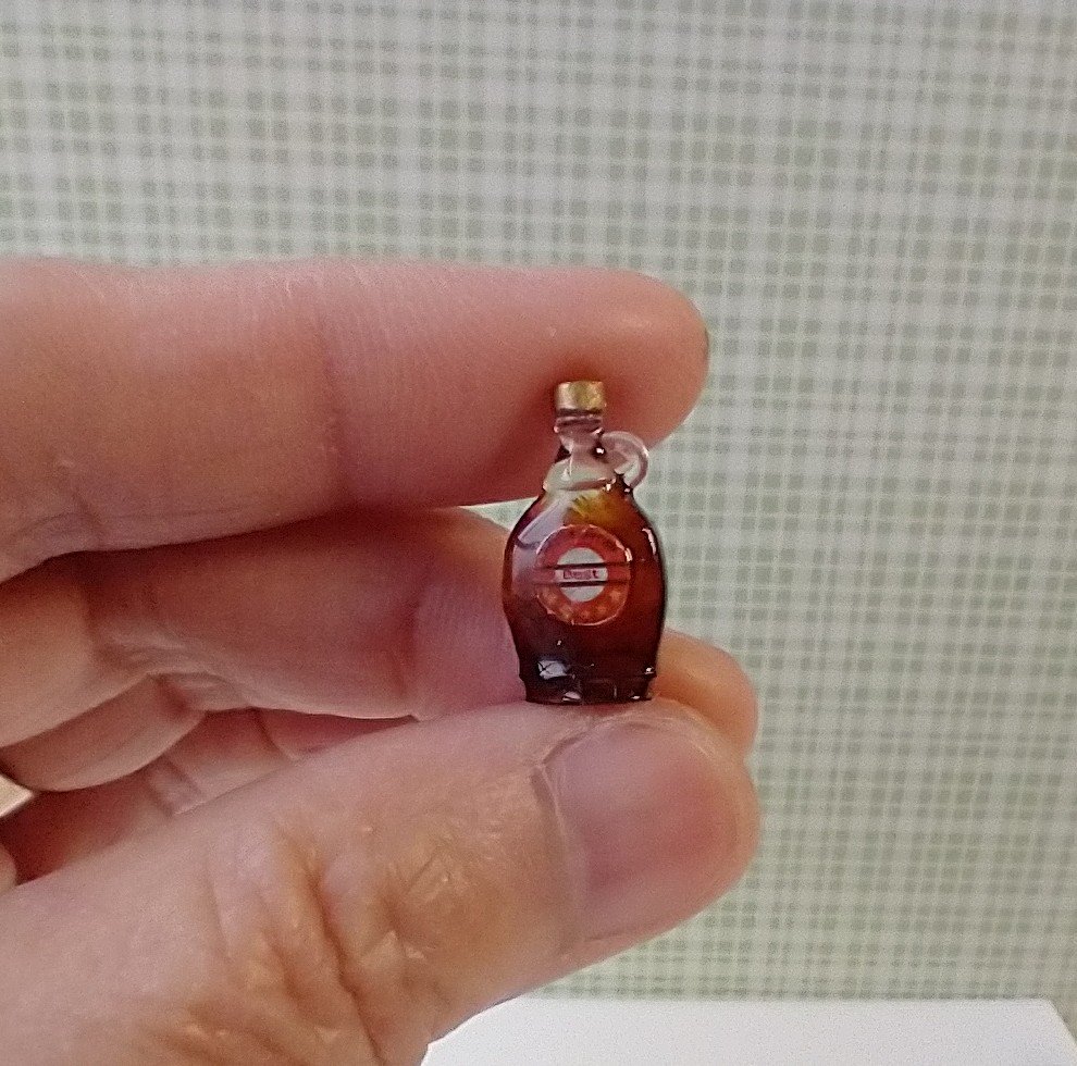 1:12 Dollhouse miniature maple syrup in faux glass bottle Dollhouse kitchen accessory Price is for EACH bottle