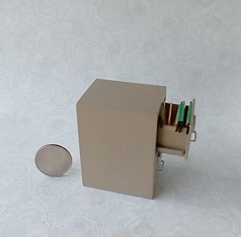 1:12 Dollhouse 2-drawer vertical filing cabinet Faux metal file cabinet for mini home office REF Putty color