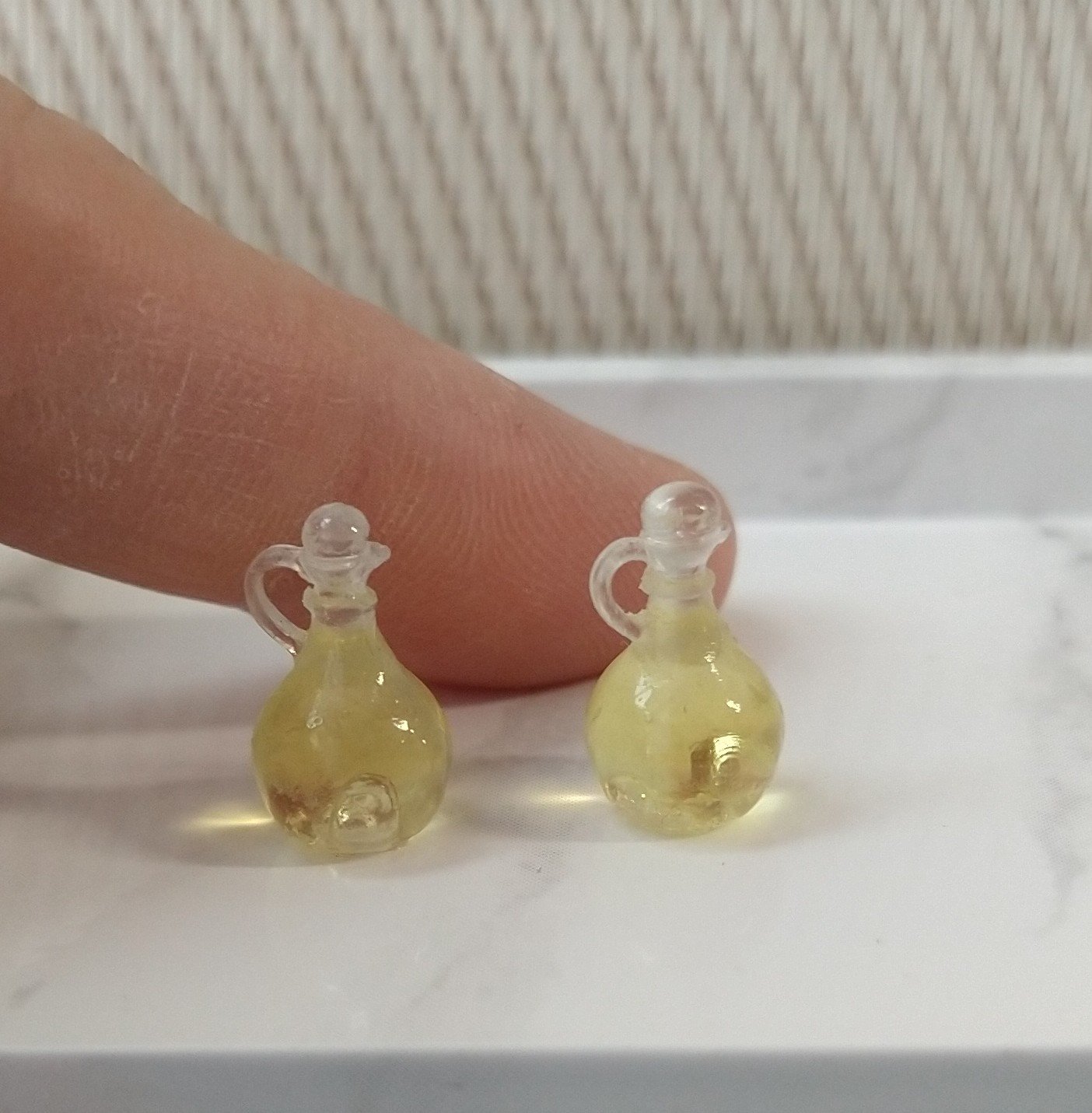 1:12 Dollhouse cooking oil dispenser  faux glass cruet olive oil dispenser with clear stopper PRICE is for EACH