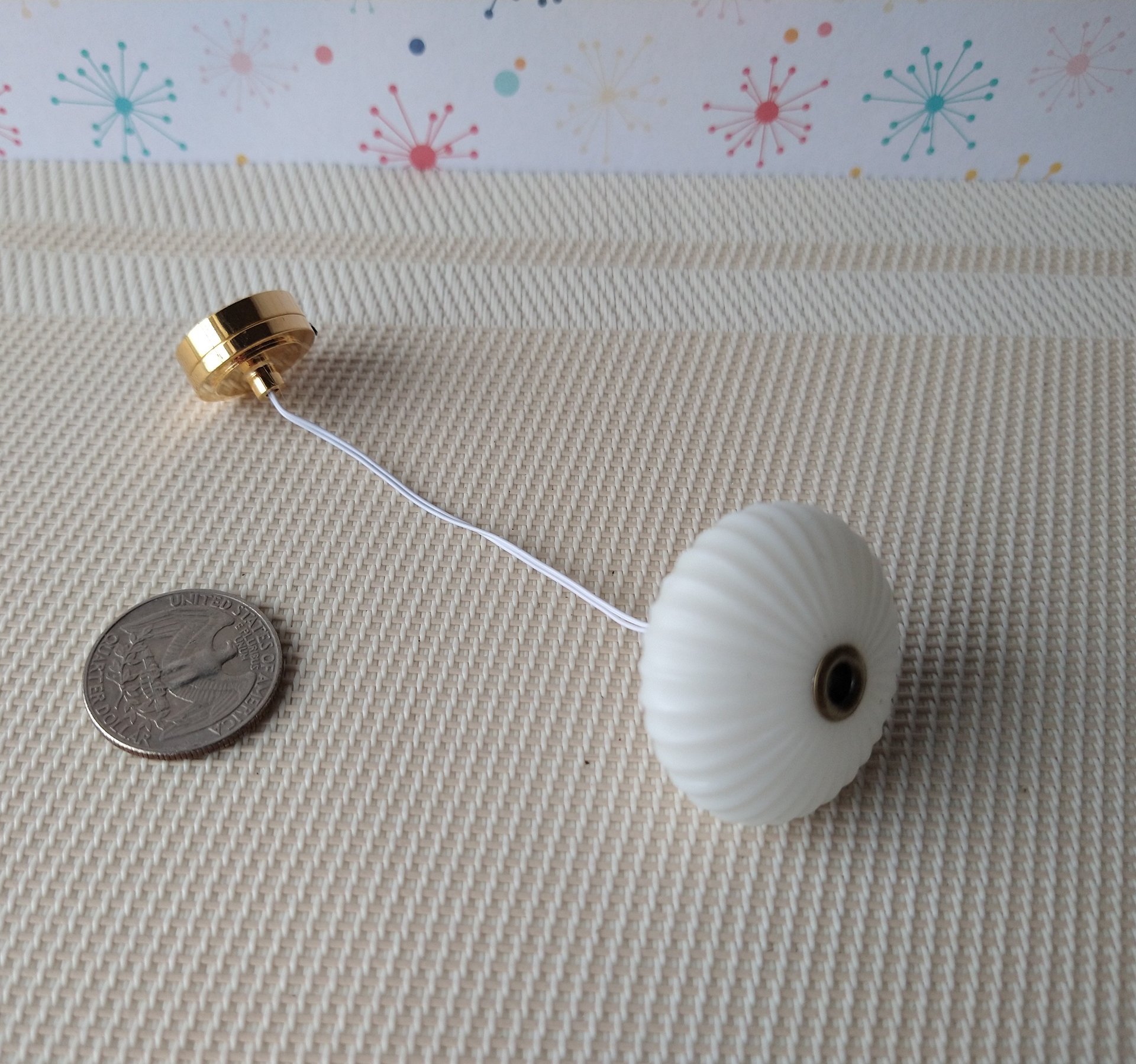 1:12 scale dollhouse MCM styled pendant light Cocoon ceiling light Battery operated mid-century inspired light REF Bubble