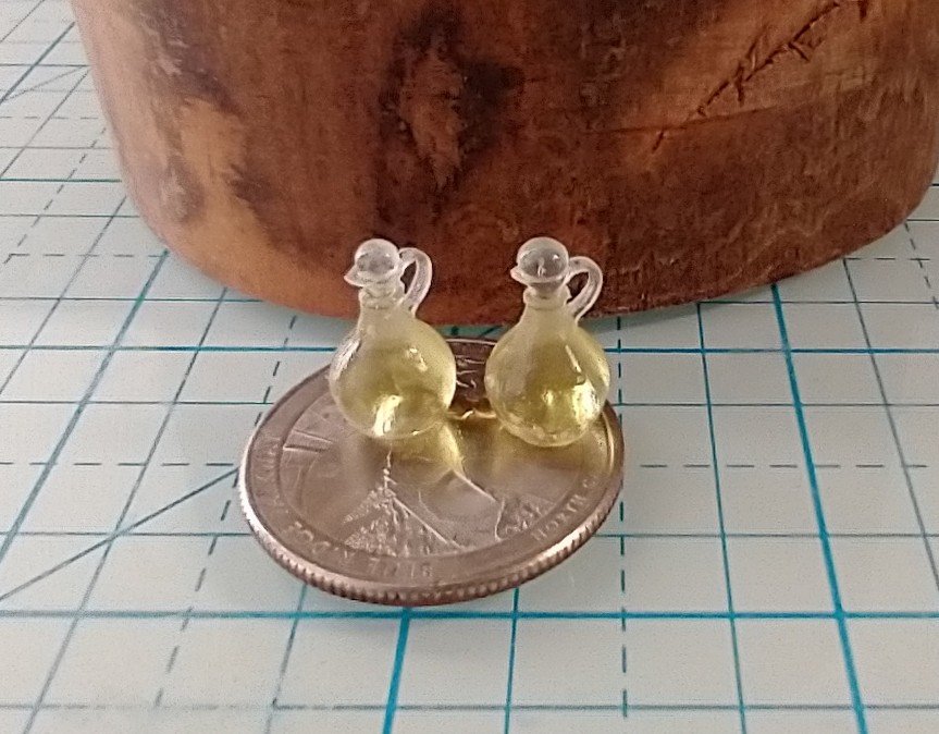 1:12 Dollhouse cooking oil dispenser  faux glass cruet olive oil dispenser with clear stopper PRICE is for EACH