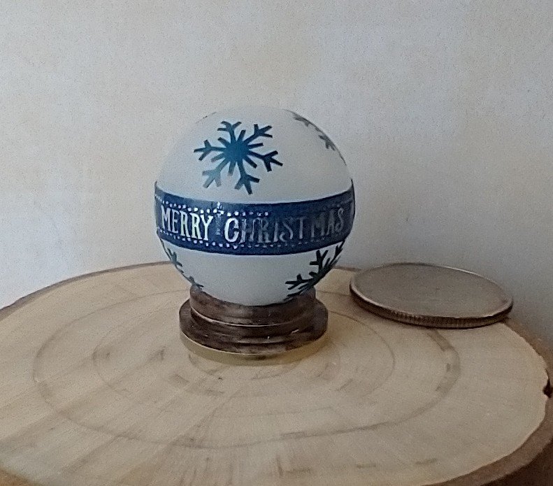 1:12 Dollhouse holiday light up globe ornament Free standing frosted globe Christmas ornament Battery operated holiday light REF Blue snowflakes