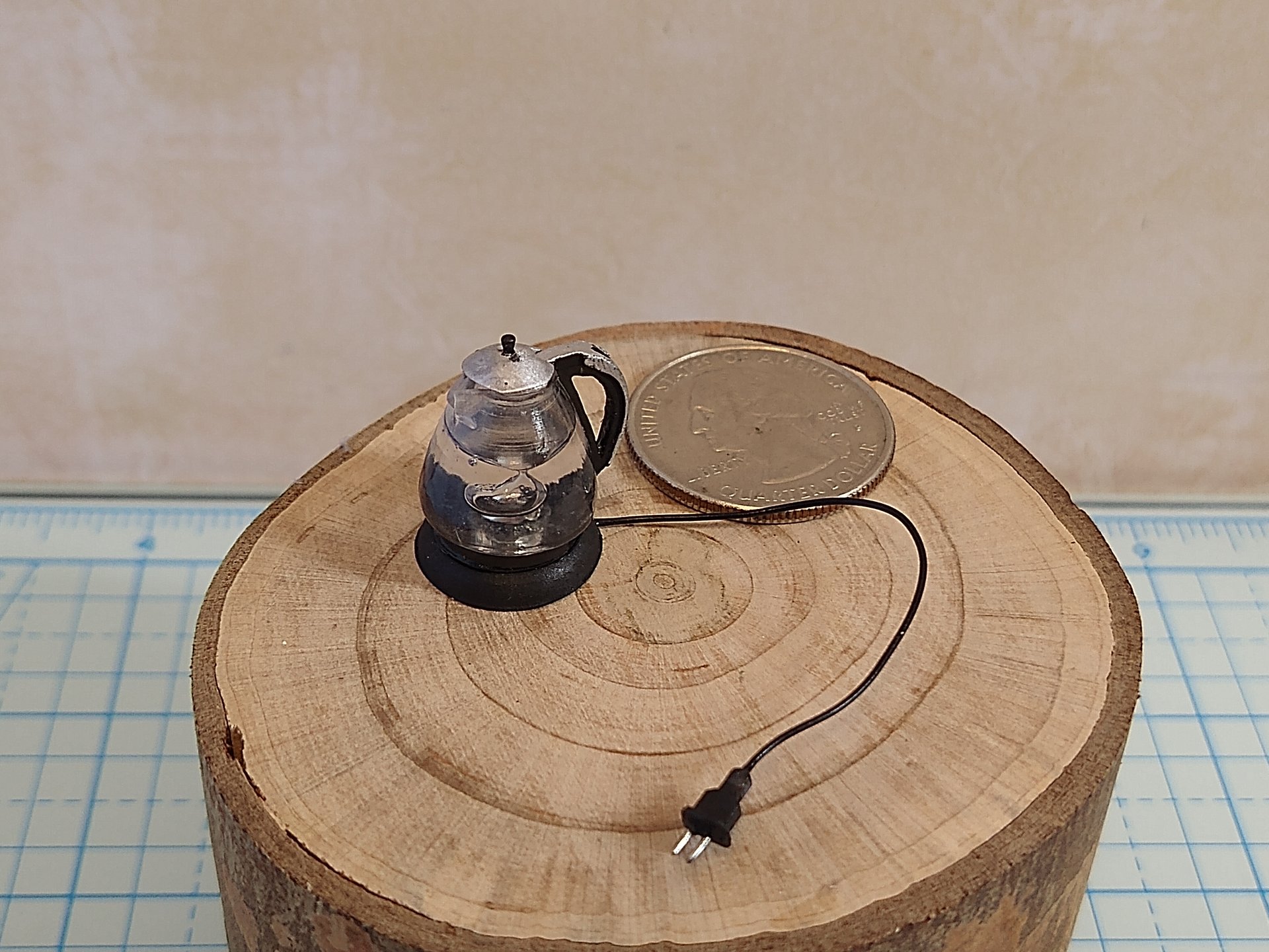 RESERVED 1:12 Dollhouse miniature electric kettle See-thru/ faux glass kettle Electric tea kettle with cord attached to base - NON-working