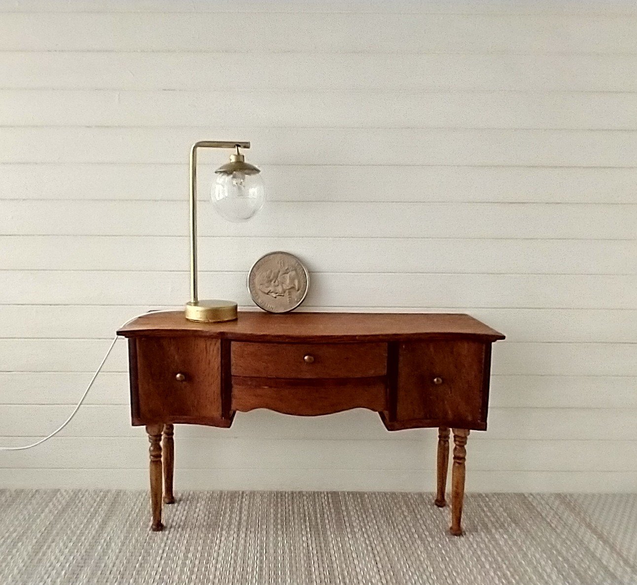 RESERVED 1:12 Dollhouse mid-century modern globe table lamp MCM inspired desk lamp Battery operated with external wires