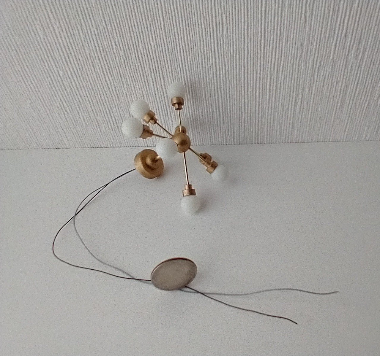 RESERVED for Sherryl.  1:12 Dollhouse mid-century inspired space age orbit chandelier Atomic age MCM 8-light ceiling light
