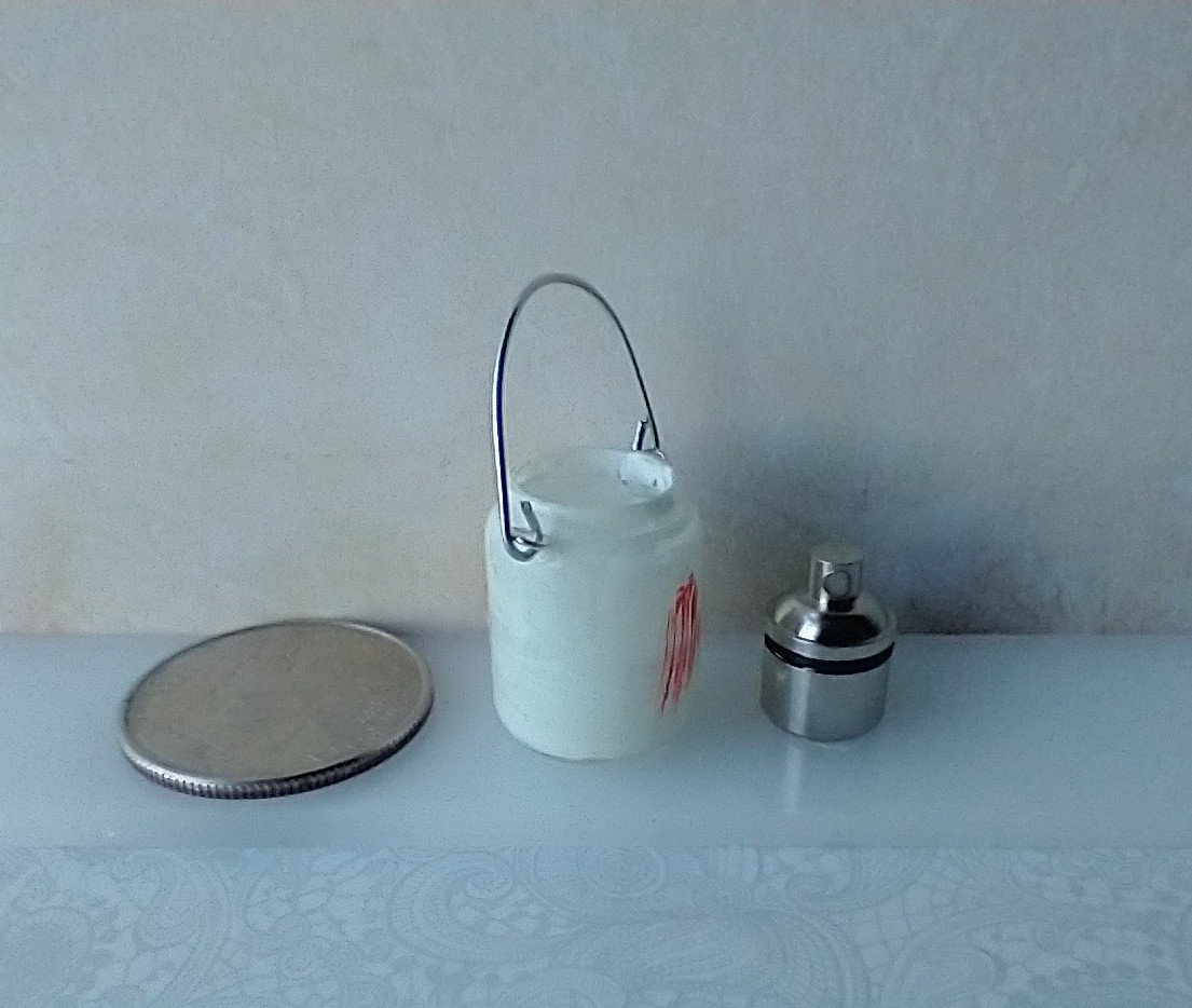 1:12 Dollhouse Halloween Mason jar inspired light DIY styled Halloween light White jar light with vampire lips REF Vampire n white