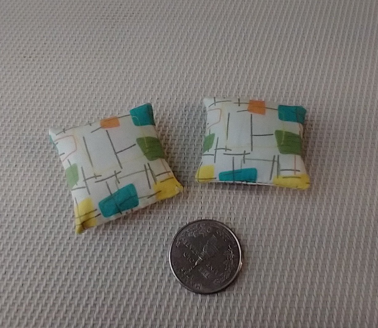 1:12 dollhouse MCM themed sofa cushion with multi-color geometric shapes REF multi color geo Price is for EACH unit