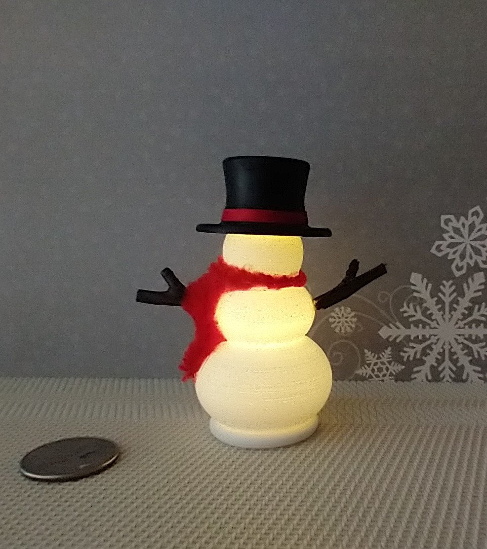 1:12 Dollhouse miniature light up snowman with removable hat Battery operated holiday decor REF Red scarf