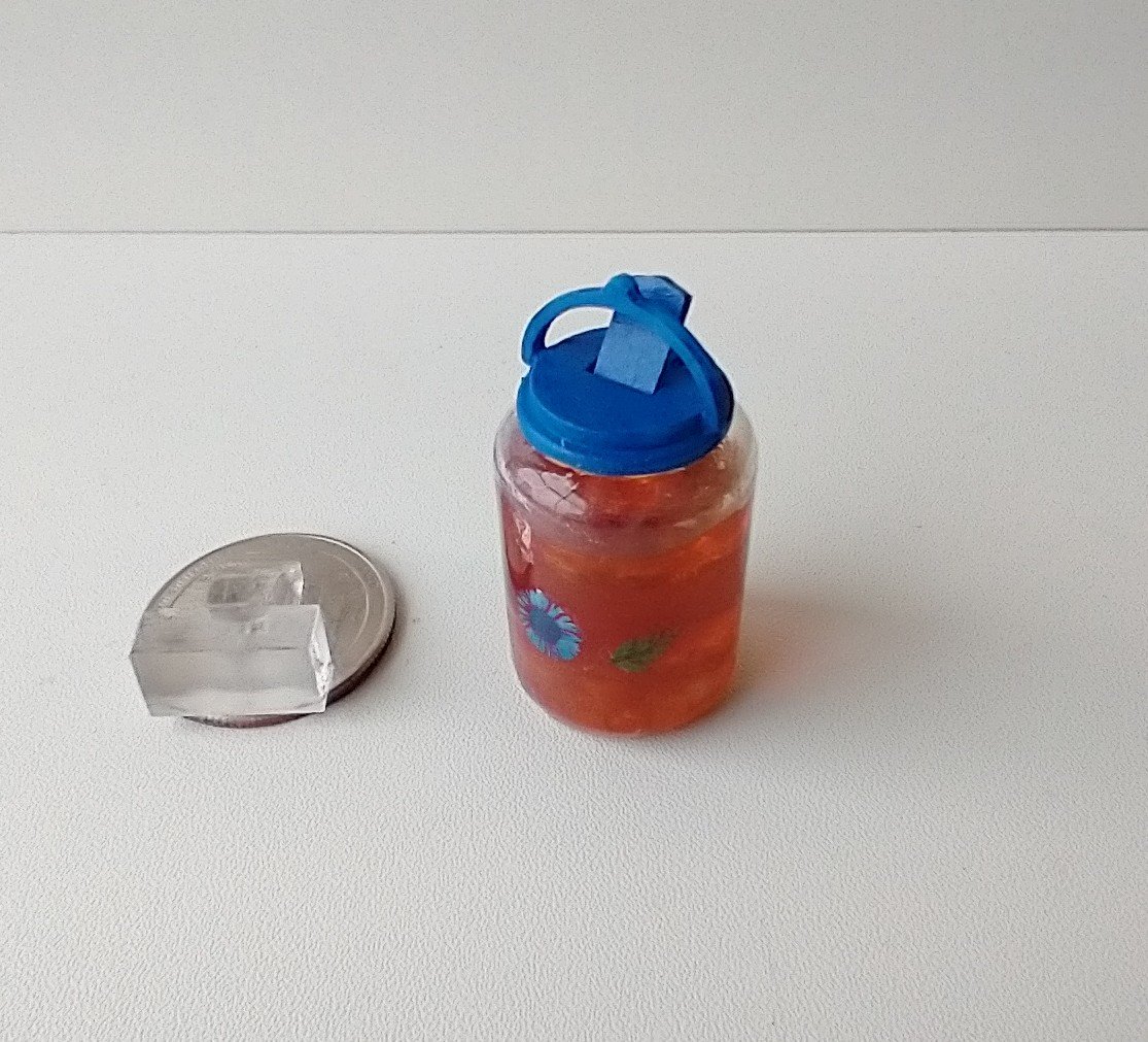 RESERVED for Tanya 1:12 Dollhouse miniature large tea jar filled with faux tea and ice cubes REF Blue lidded