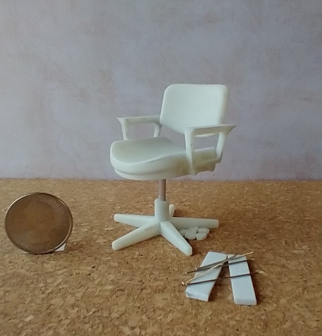 KIT - Unfinished 1-inch scale dollhouse desk chair or task chair with padded armrests PRICE is for each Set/kit