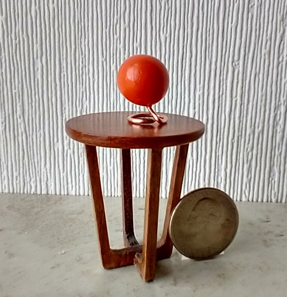 1:12 scale dollhouse mid-century style ball clock Non-working REF Orange