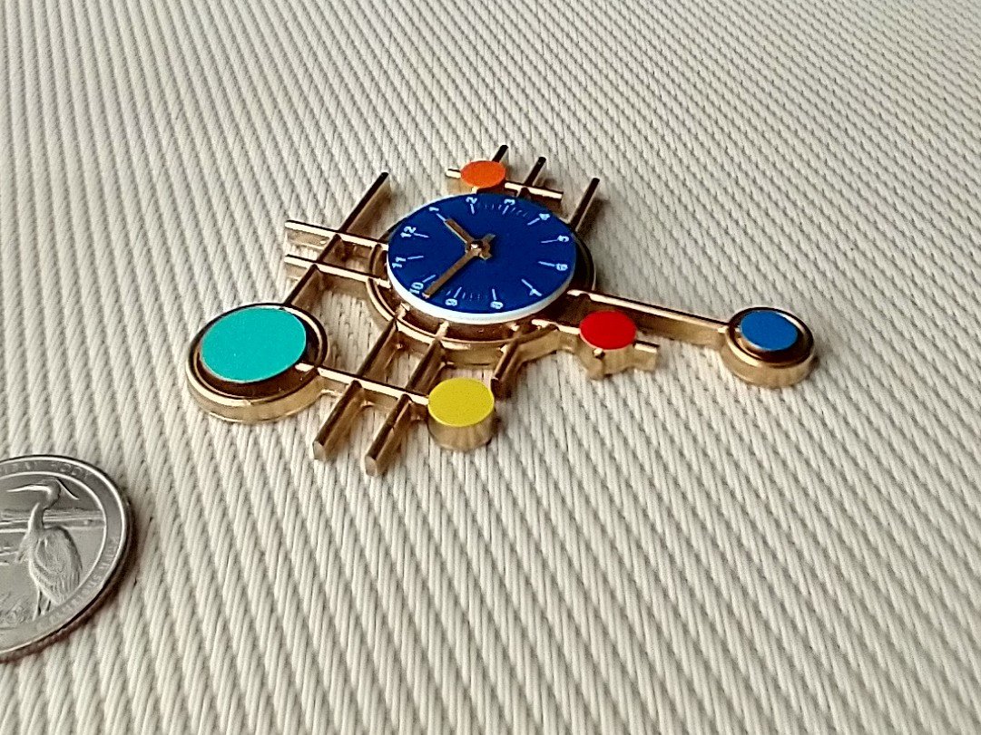 1:12 scale dollhouse mid-century modern wall clock MCM style wall decor with geometric pattern Non-working clock REF Blue pendant