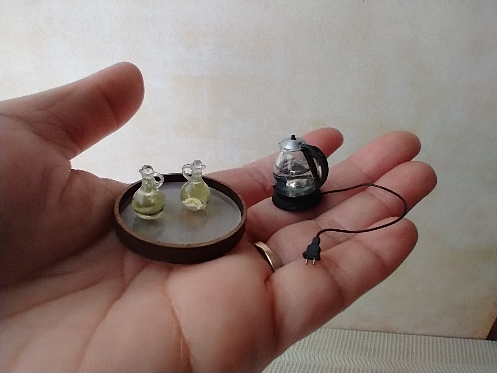 1:12 Dollhouse cooking oil dispenser  faux glass cruet olive oil dispenser with clear stopper PRICE is for EACH