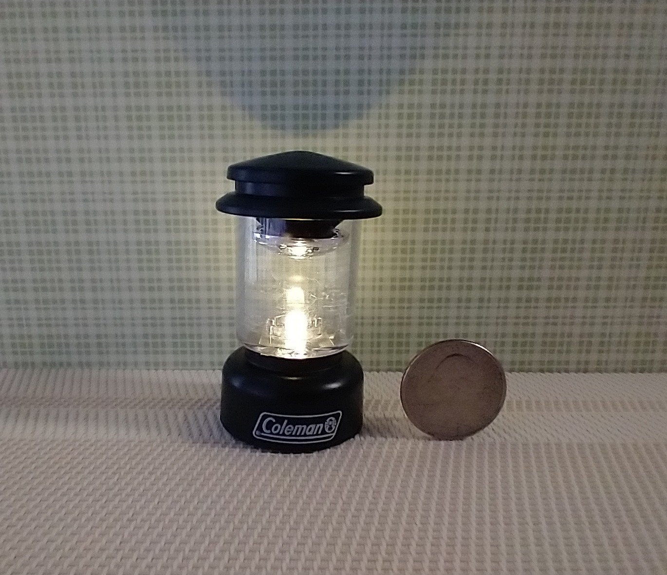 Battery operated miniature Coleman camping or LED lantern