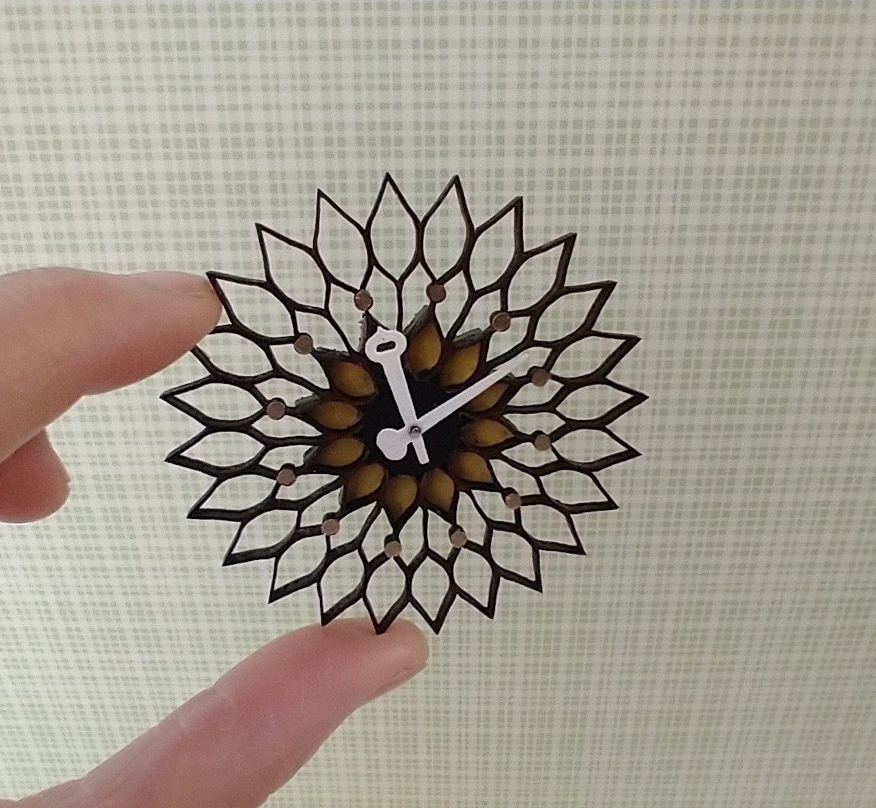 1:12 scale dollhouse mid-century modern sunflower wall clock made from solid walnut wood MCM sunburst clock Non-working clock Price is for EACH