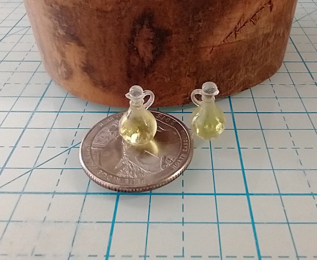1:12 Dollhouse cooking oil dispenser  faux glass cruet olive oil dispenser with clear stopper PRICE is for EACH