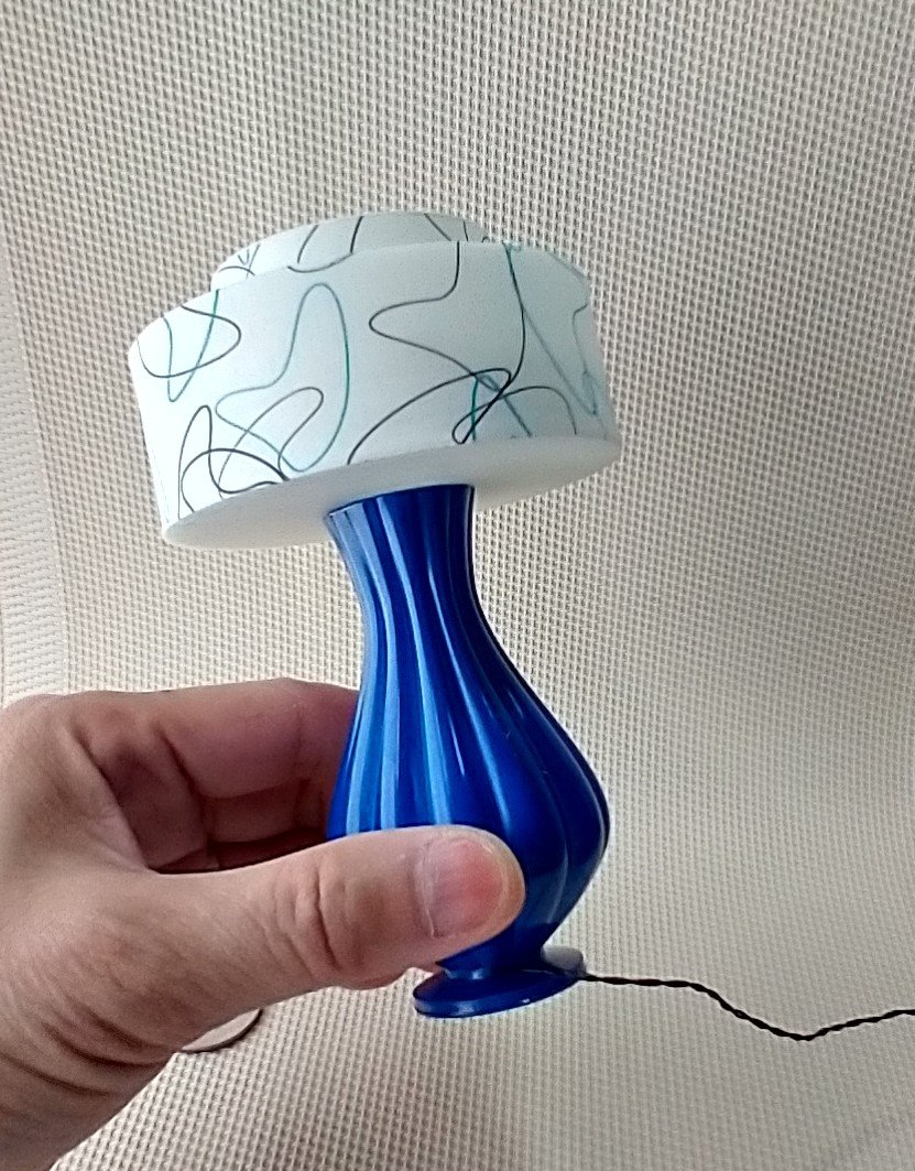 1:6 play scale dollhouse mid-century modern style table lamp with tiered shade MCM retro style table lamp REF Blue
