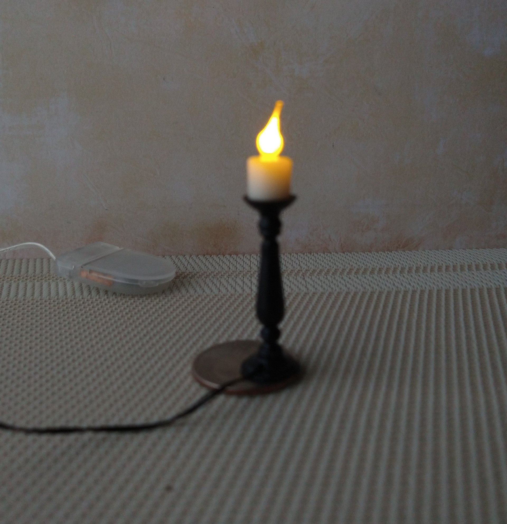 1:12 Dollhouse slender candlestick with flickering flame Battery operated light up candle battery operated candle REF Tallest