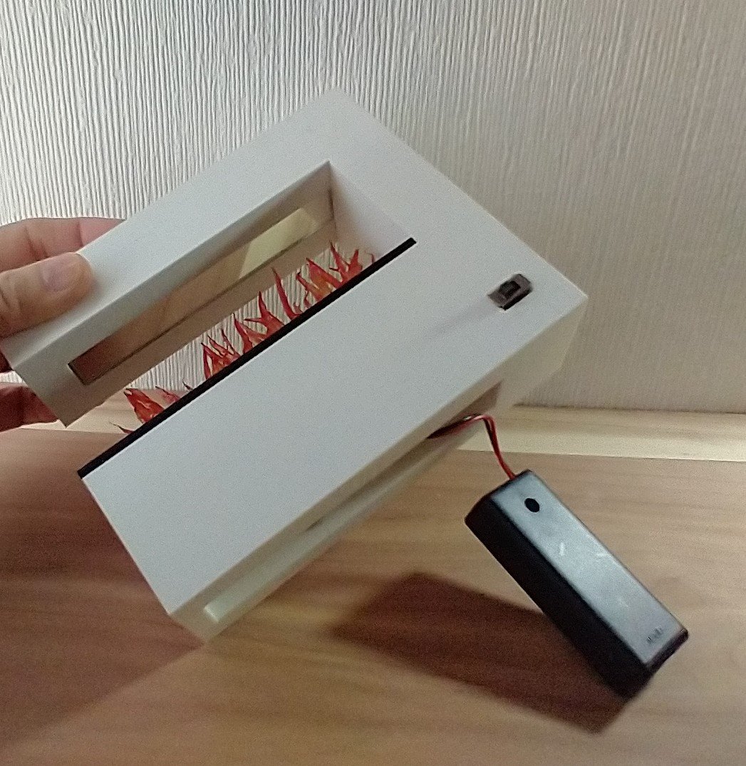 1:12 Dollhouse modern fireplace in white also as a room divider with battery operated flickering insert on two AAA batteries