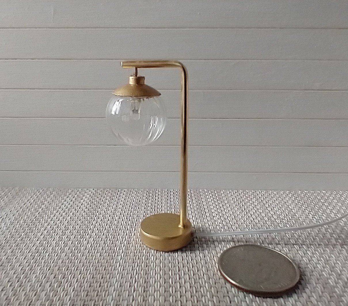 RESERVED 1:12 Dollhouse mid-century modern globe table lamp MCM inspired desk lamp Battery operated with external wires