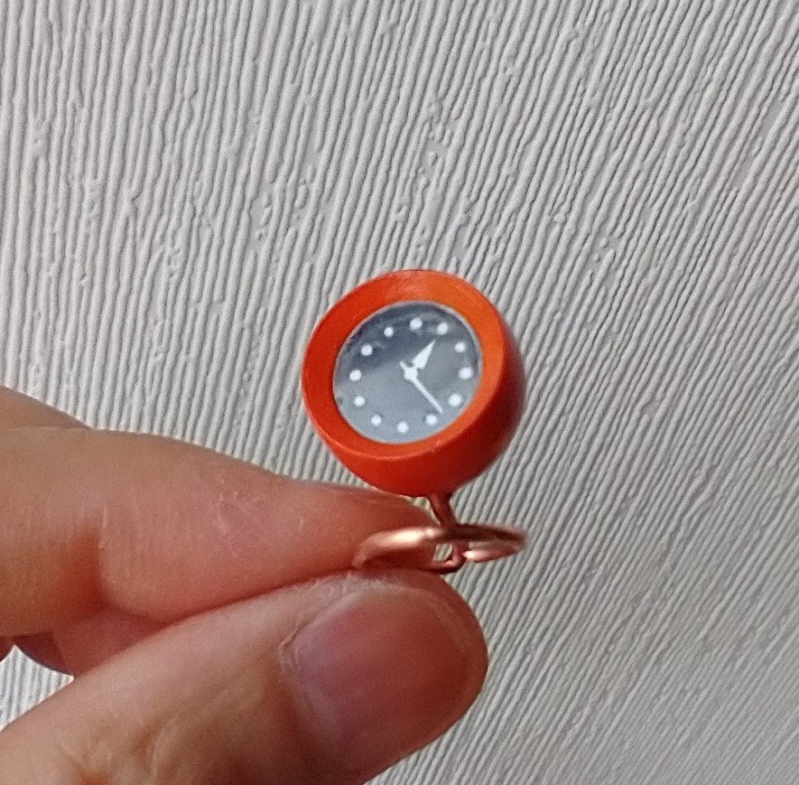 1:12 scale dollhouse mid-century style ball clock Non-working REF Orange