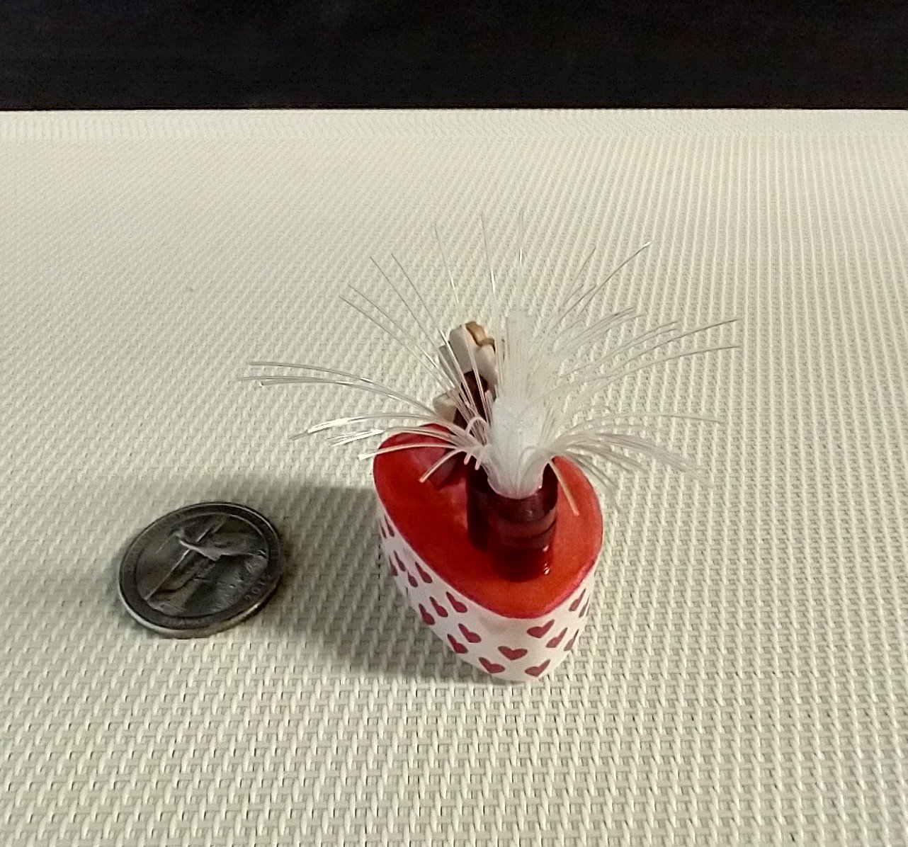 1:12 scale lighted fountain of love with slow color changing LED Battery operated miniature Valentine's light or table lamp for kids room