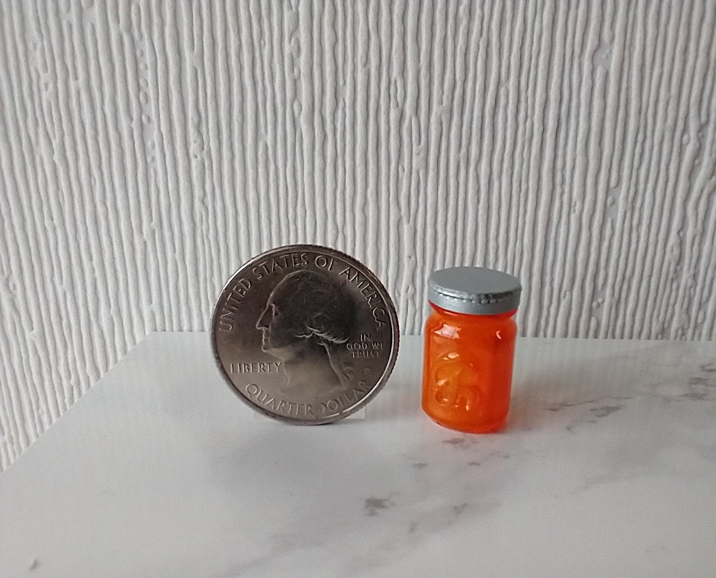 1:12 Dollhouse miniature mason jar inspired glassware with silvery lid Colored faux glass jar DIY supply Price is for EACH REF Amber tint