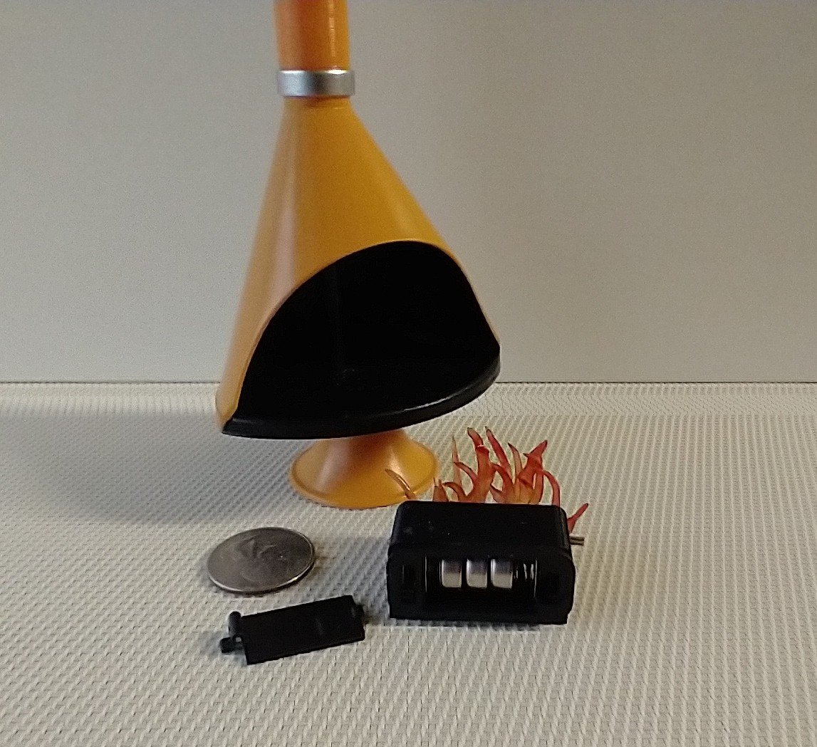 1:12 Dollhouse miniature Mid century modern free standing fireplace MCM orange fireplace inspired by Malm fireplace Retro fireplace REF orange