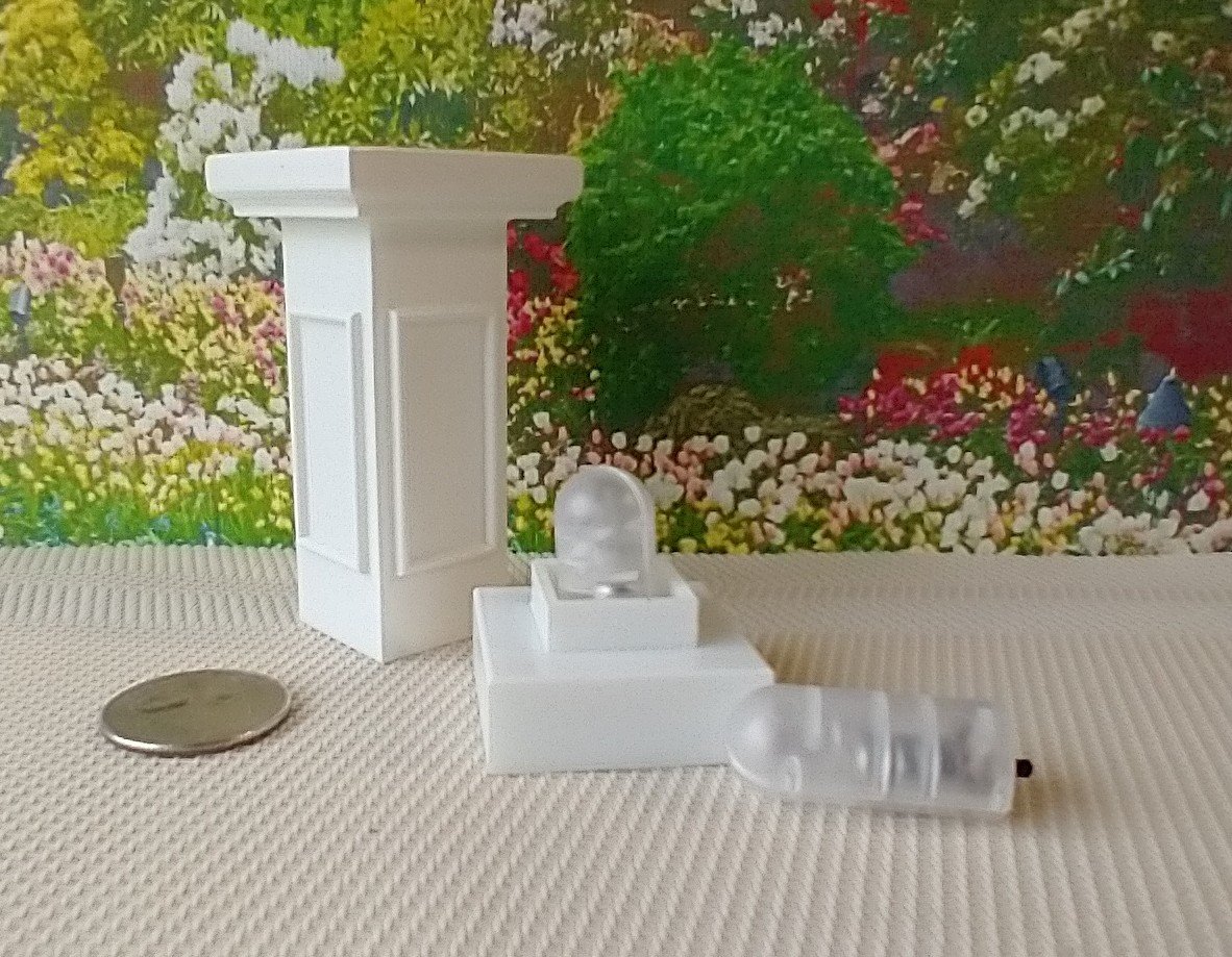 1:12 Dollhouse garden pedestal Battery operated lighted pedestal as plant stand or display stand or patio side table Price is for ONE unit REF Rectangle patterns