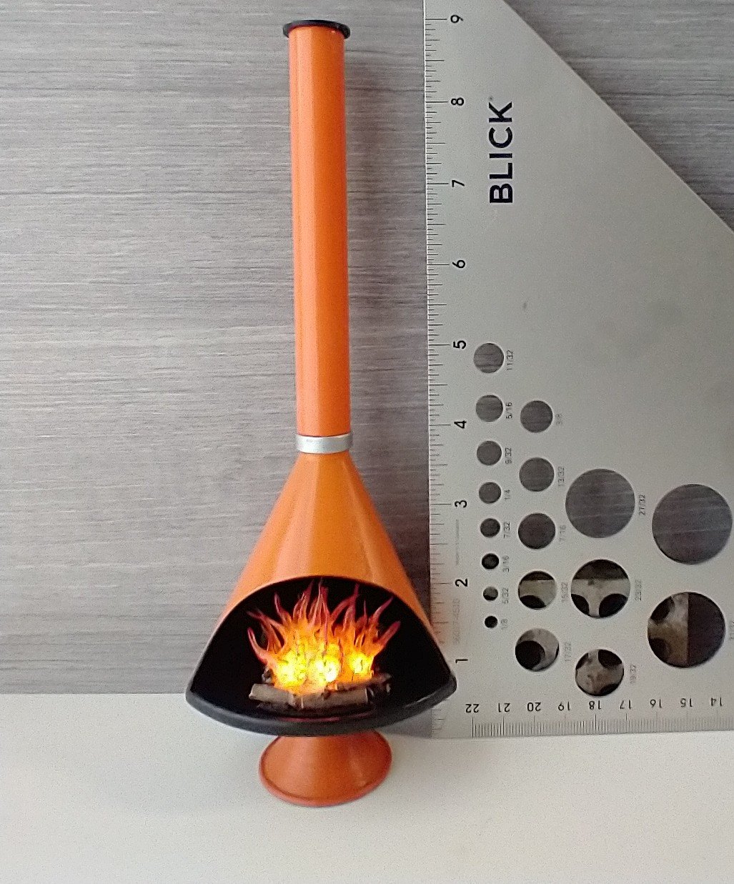 MADE TO ORDER 1:12 Dollhouse miniature Mid century modern free standing fireplace MCM orange fireplace inspired by Malm fireplace Retro fireplace REF orange